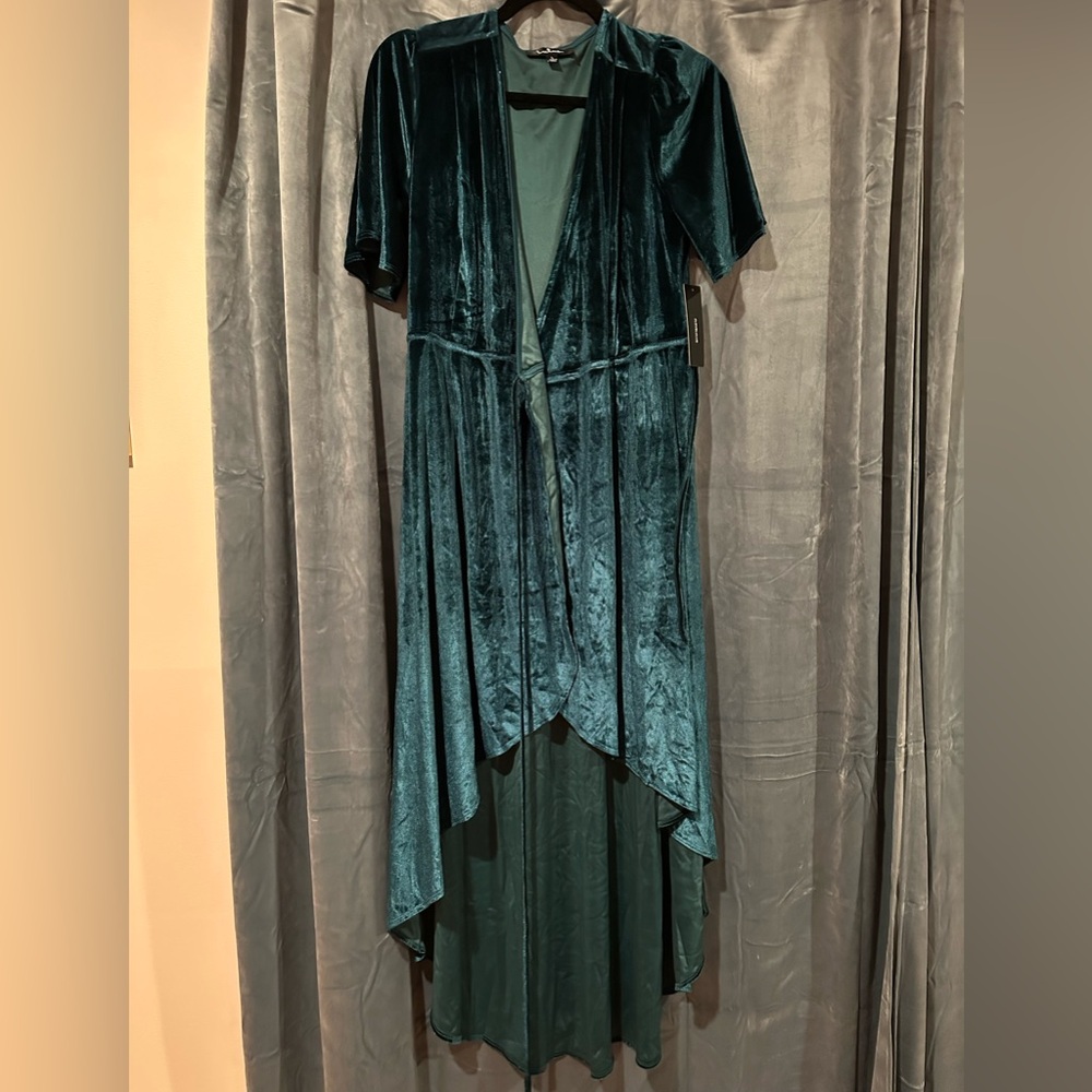 Lulu's Teal High Low Velvet Dress